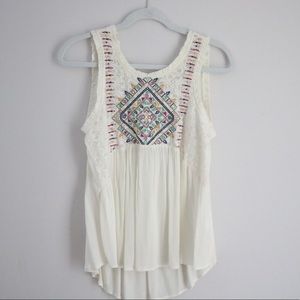 White Blouse with colorful pattern